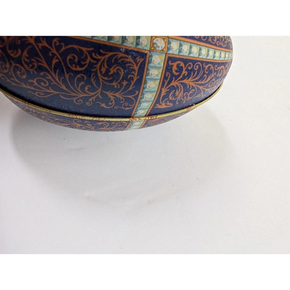 Vintage‎ Vincenzo Tin Litho Egg Faberge Design Imperial Cameo Container Gift Box